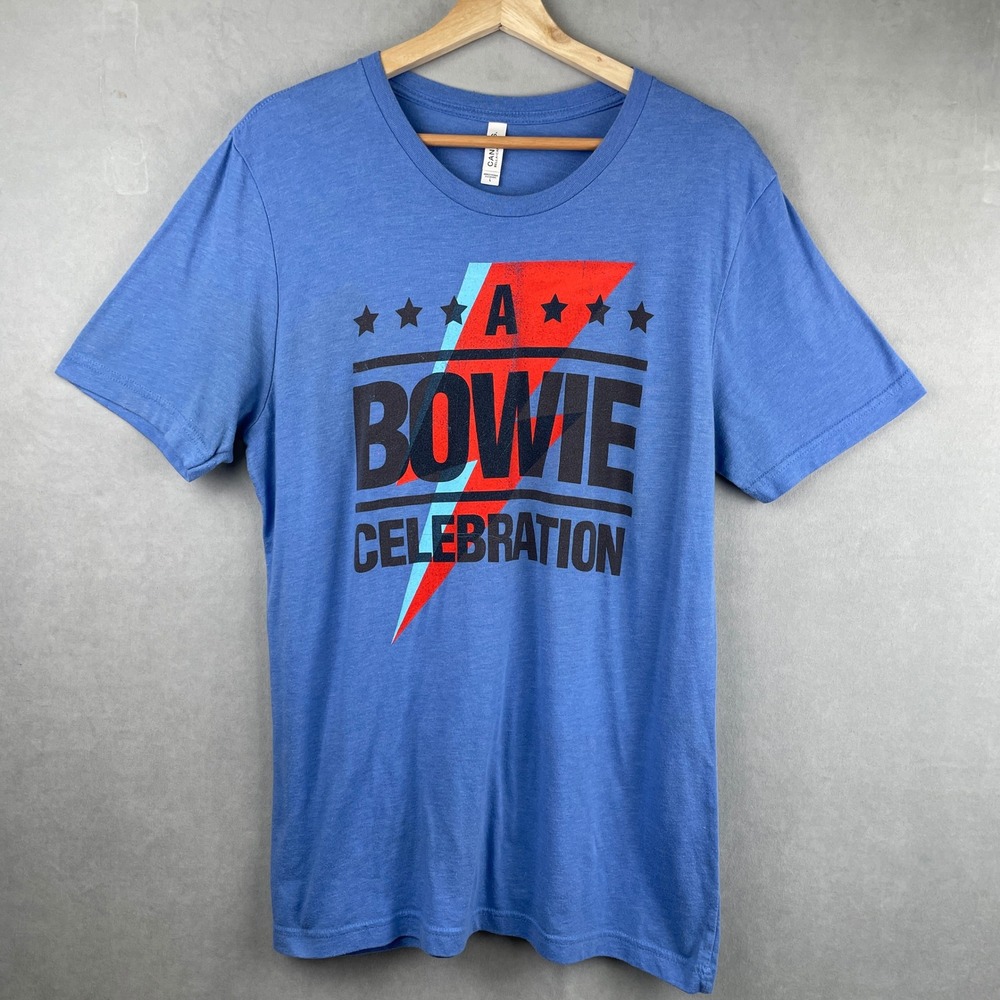 Bella Canvas David Bowie Celebration Tribute Graphic T-Shirt Blue Heather L 2019